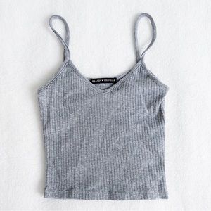 Brandy Melville Lorene Spaghetti Strap Cropped Tank Top Grey One Size